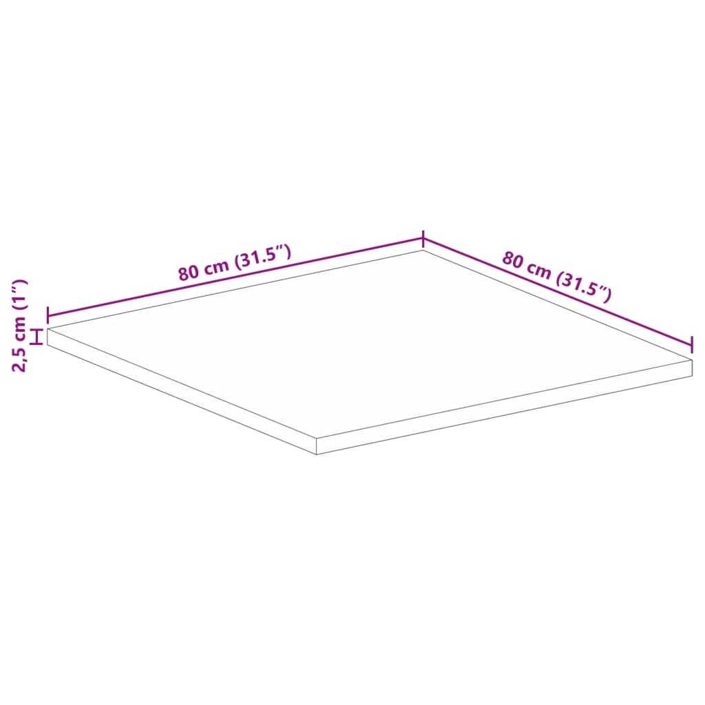 Stolní Deska 80 X 80 X 2,5 Cm Čtvercová Masivní Akáciové Dřevo