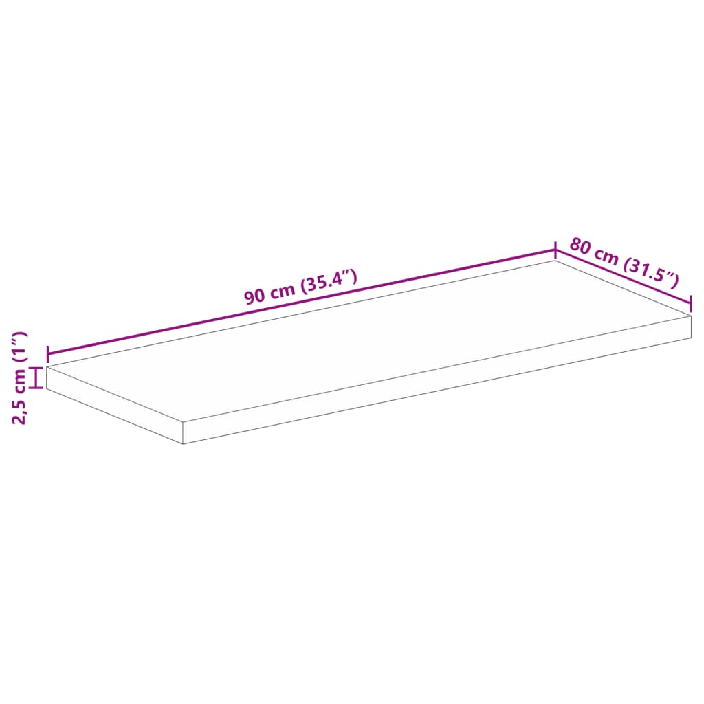 Stolní Deska 90X80X2,5 Cm Obdélníková Masivní Akáciové Dřevo