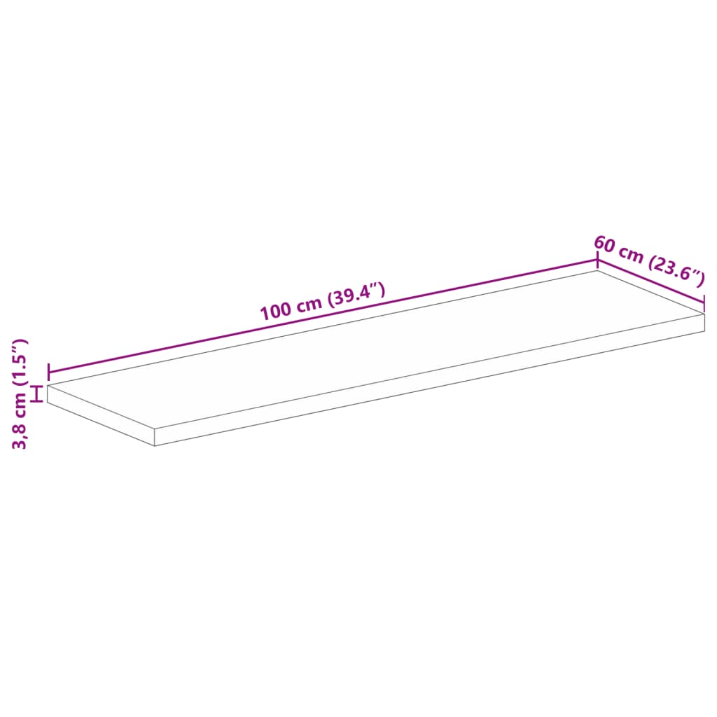 Stolní Deska 100X60X3,8 Cm Obdélníková Masivní Akáciové Dřevo