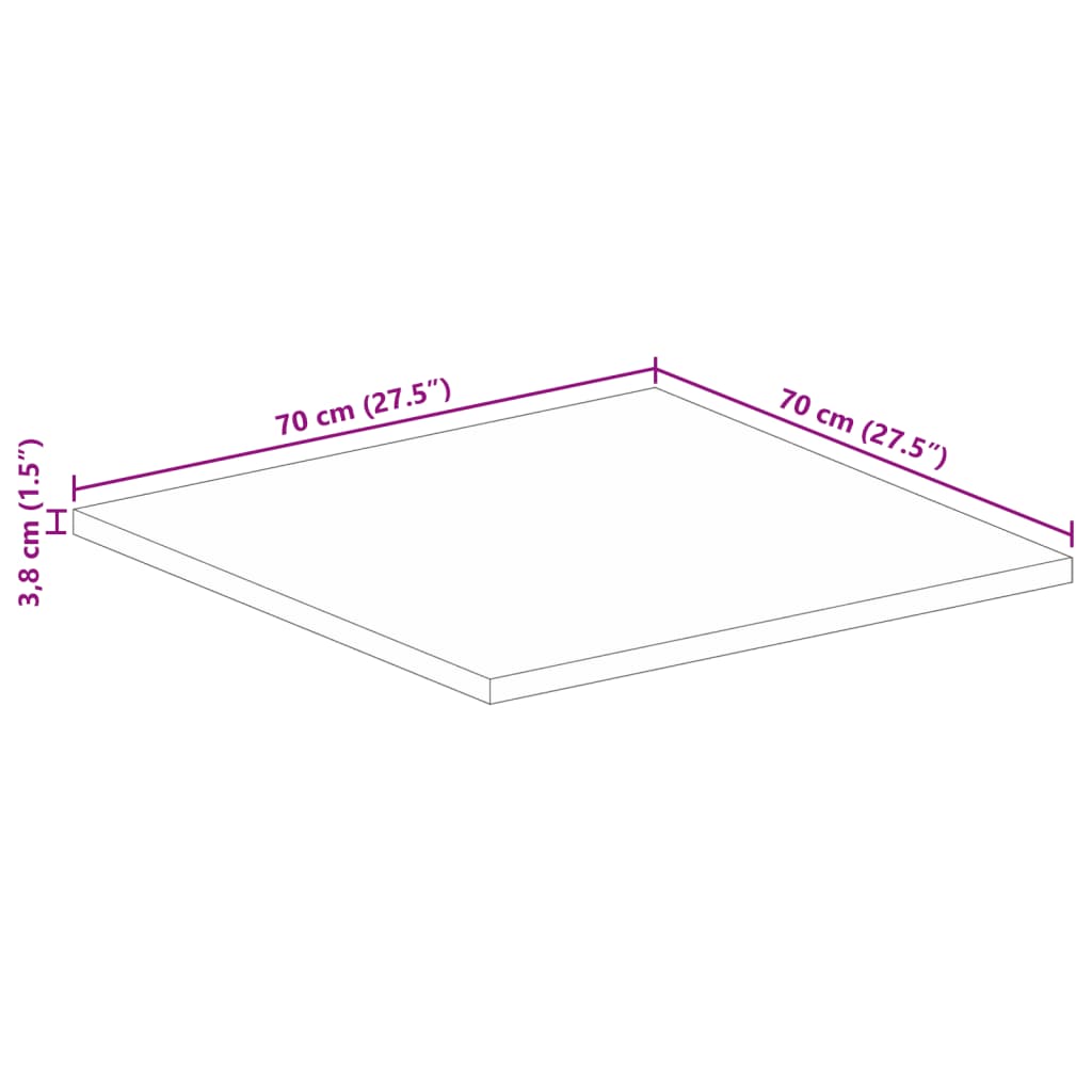 Stolní Deska 70 X 70 X 3,8 Cm Čtvercová Masivní Akáciové Dřevo