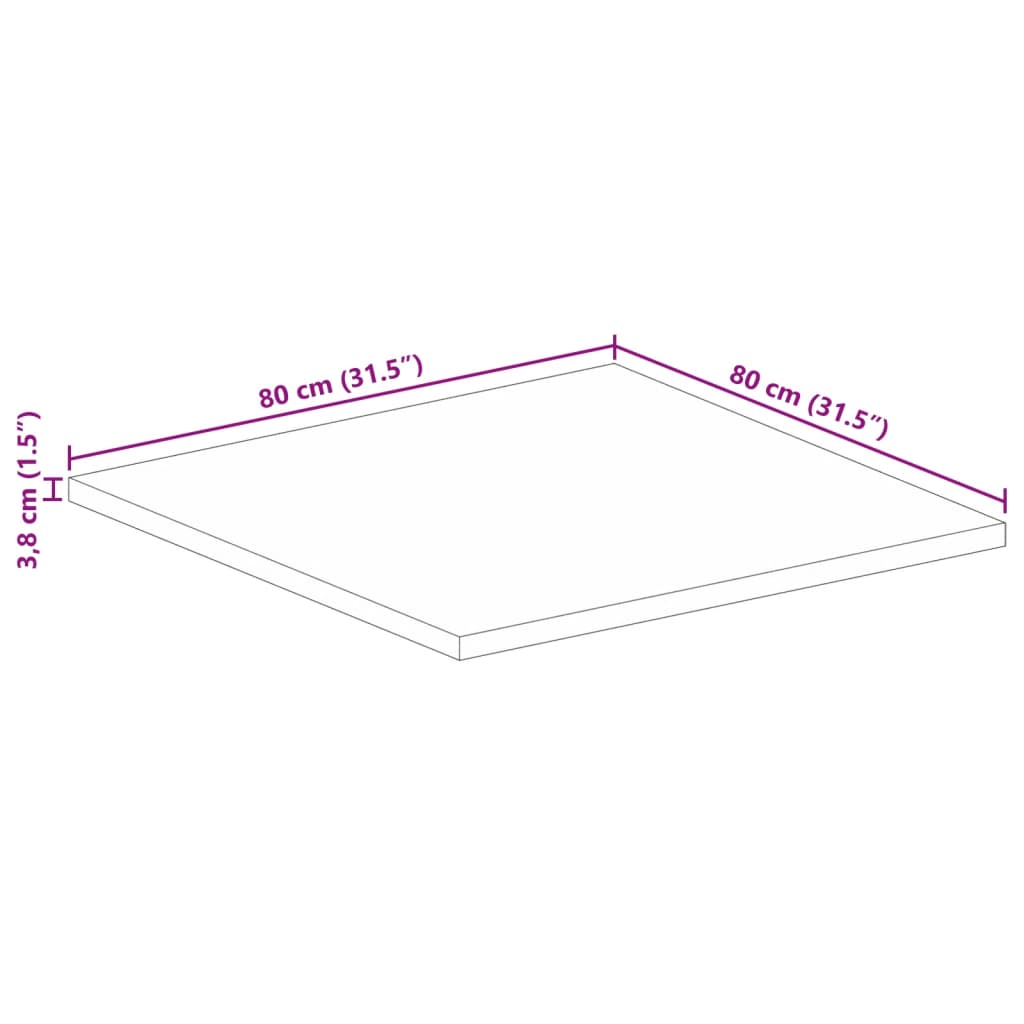 Stolní Deska 80 X 80 X 3,8 Cm Čtvercová Masivní Akáciové Dřevo