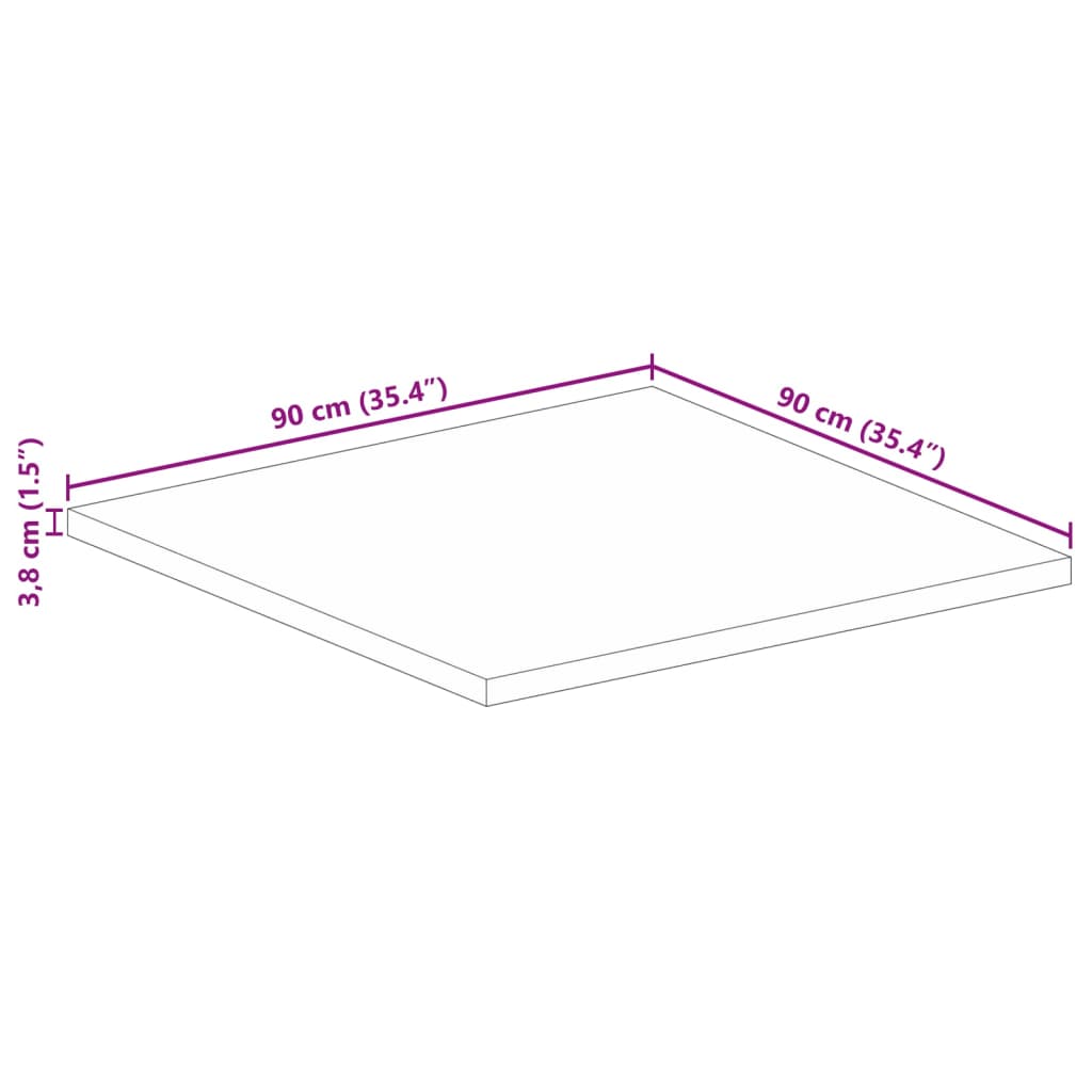 Stolní Deska 90 X 90 X 3,8 Cm Čtvercová Masivní Akáciové Dřevo