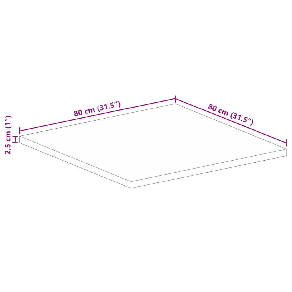 Stolní Deska 80X80X2,5 Cm Čtvercová Masivní Recyklované Dřevo
