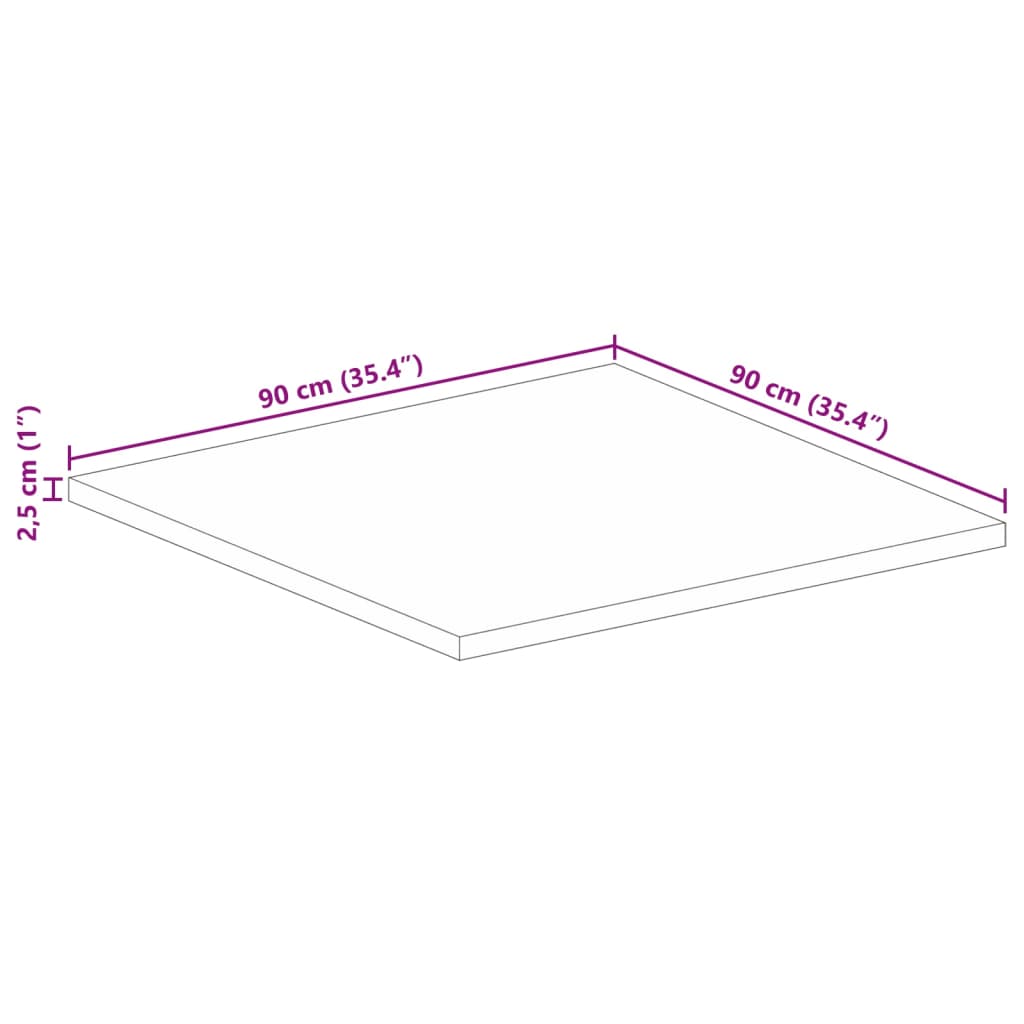 Stolní Deska 90X90X2,5 Cm Čtvercová Masivní Recyklované Dřevo