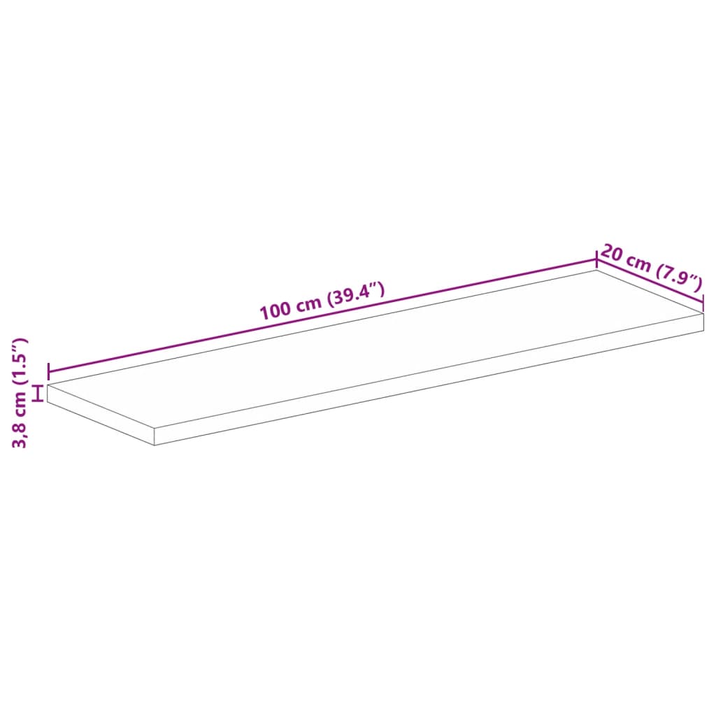 Stolní Deska 100X20X3,8Cm Obdélníková Masivní Recyklované Dřevo