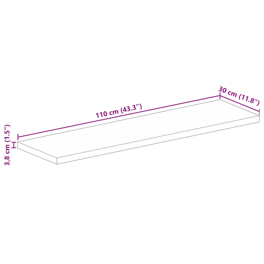 Stolní Deska 110X30X3,8Cm Obdélníková Masivní Recyklované Dřevo