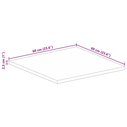Stolní Deska 60X60X2,5 Cm Čtvercová Hrubé Mangovníkové Dřevo Světle Šedá