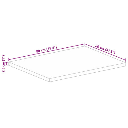 Stolní Deska 90 X 80 X 2,5 Cm Obdélníková Mangovníkové Dřevo