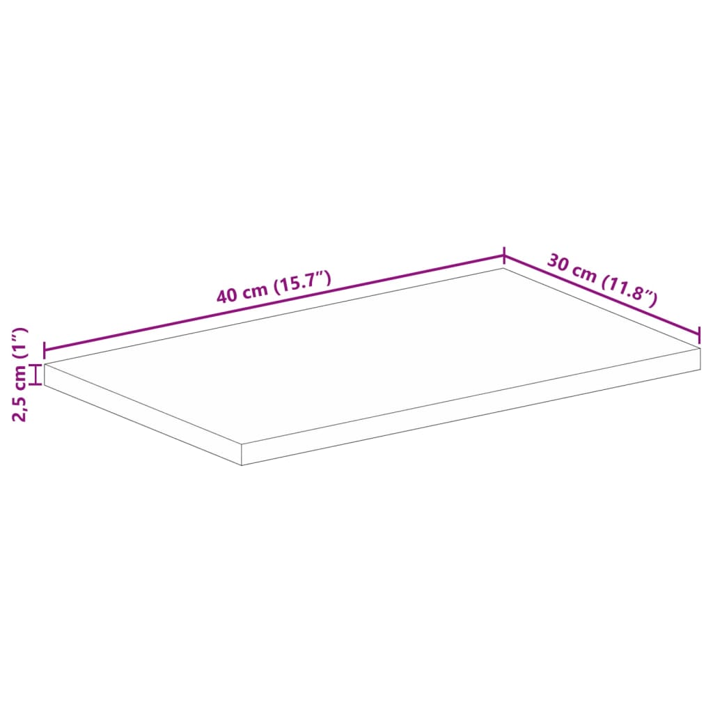 Stolní Deska 40 X 30 X 2,5 Cm Obdélníková Mangovníkové Dřevo