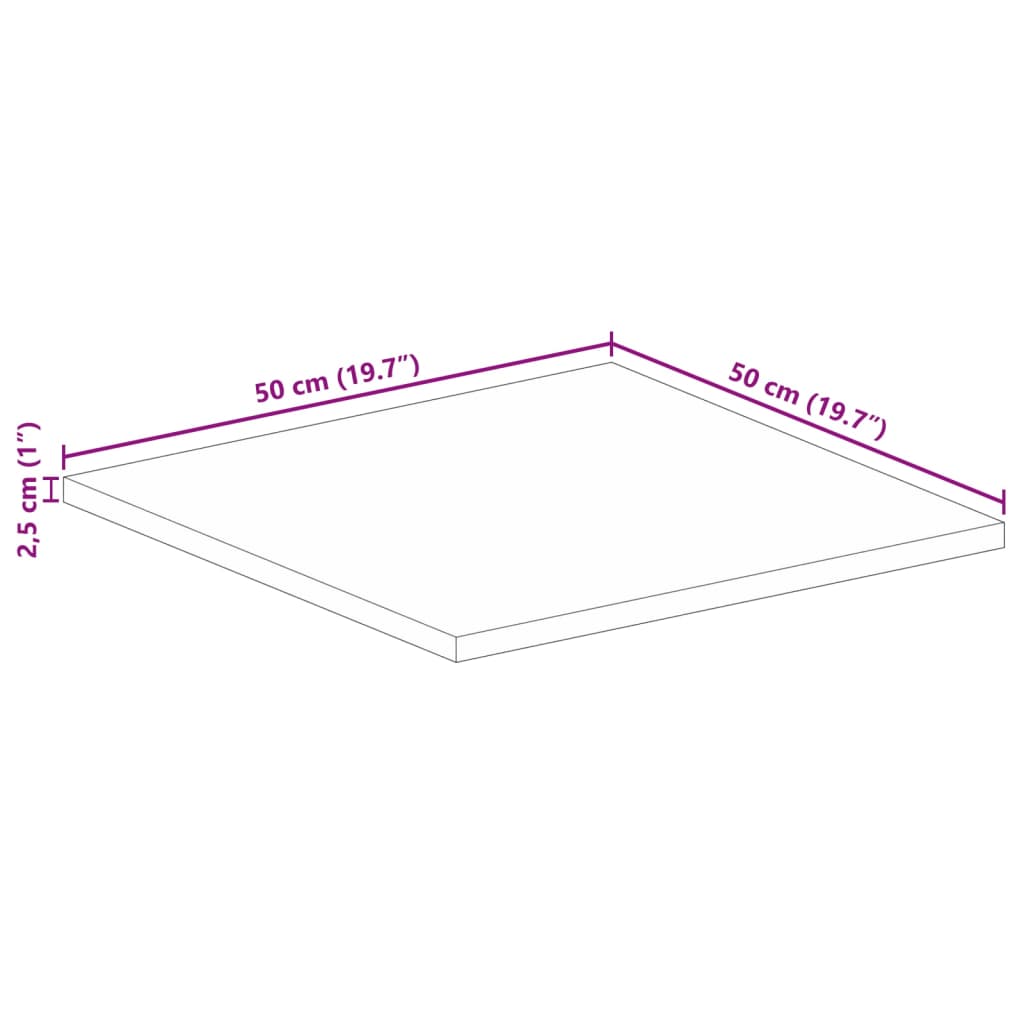 Stolní Deska 50X50X2,5 Cm Čtvercová Masivní Mangovníkové Dřevo
