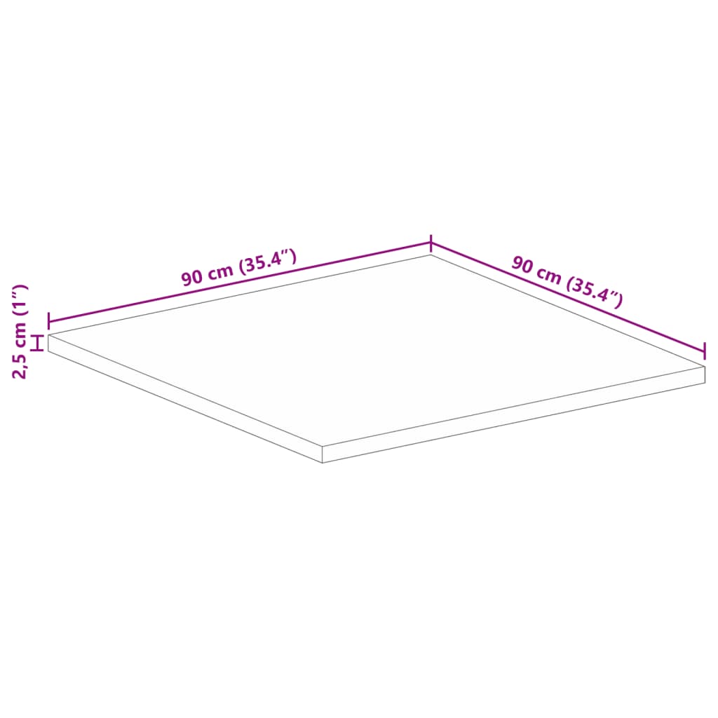 Stolní Deska 90X90X2,5 Cm Čtvercová Masivní Mangovníkové Dřevo