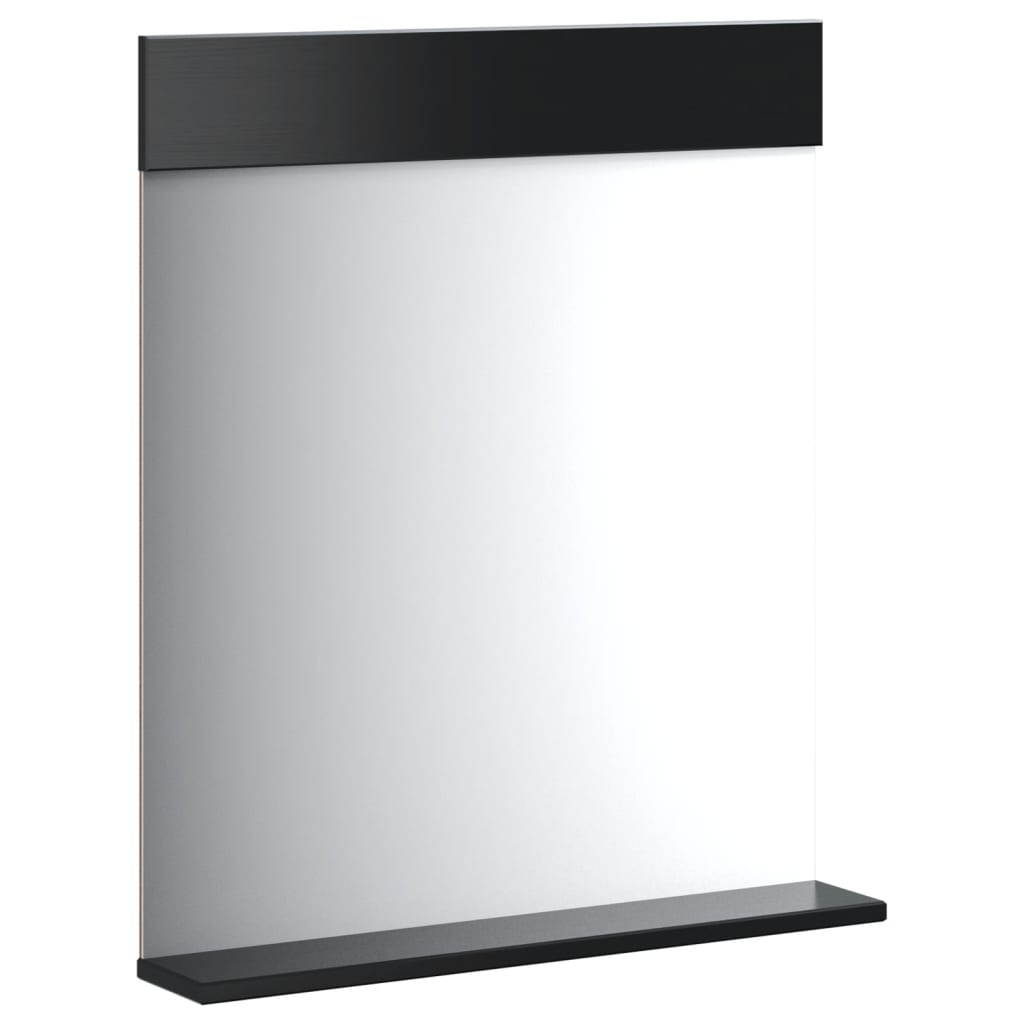 Koupelnové Zrcadlo S Policí Berg Černé 60X12X70Cm Masivní Dřevo