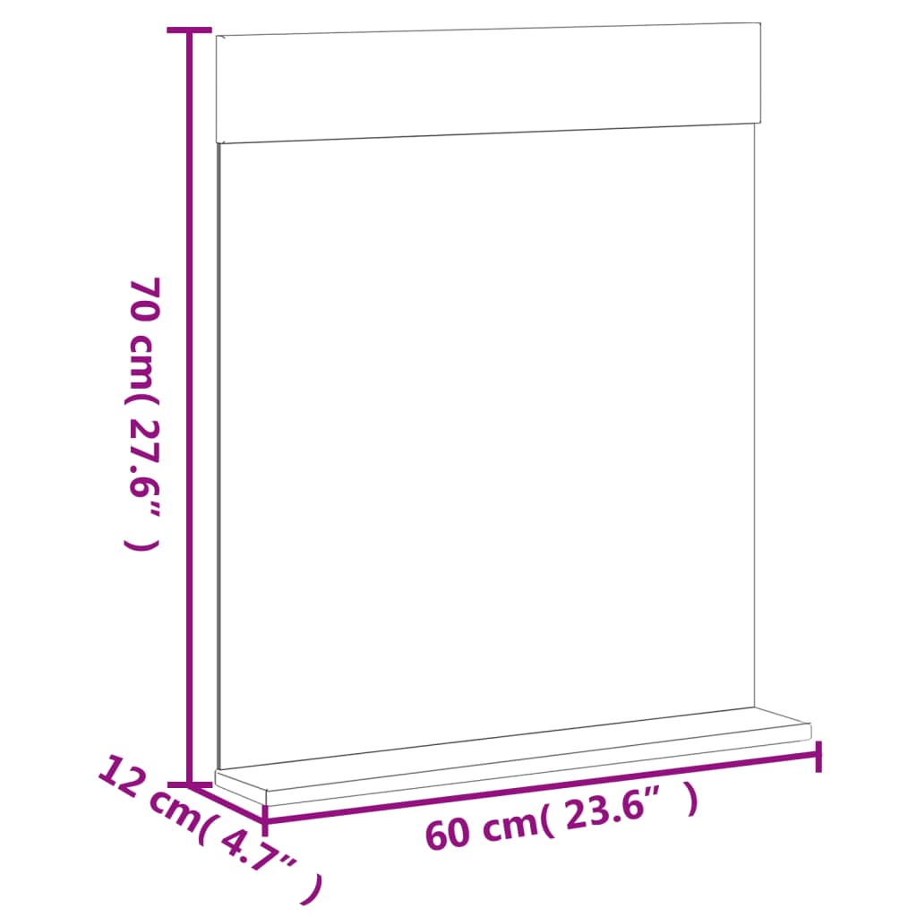 Koupelnové Zrcadlo S Policí Berg Černé 60X12X70Cm Masivní Dřevo