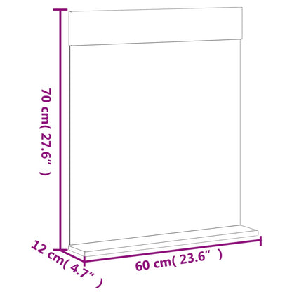 Koupelnové Zrcadlo S Policí Berg Černé 60X12X70Cm Masivní Dřevo