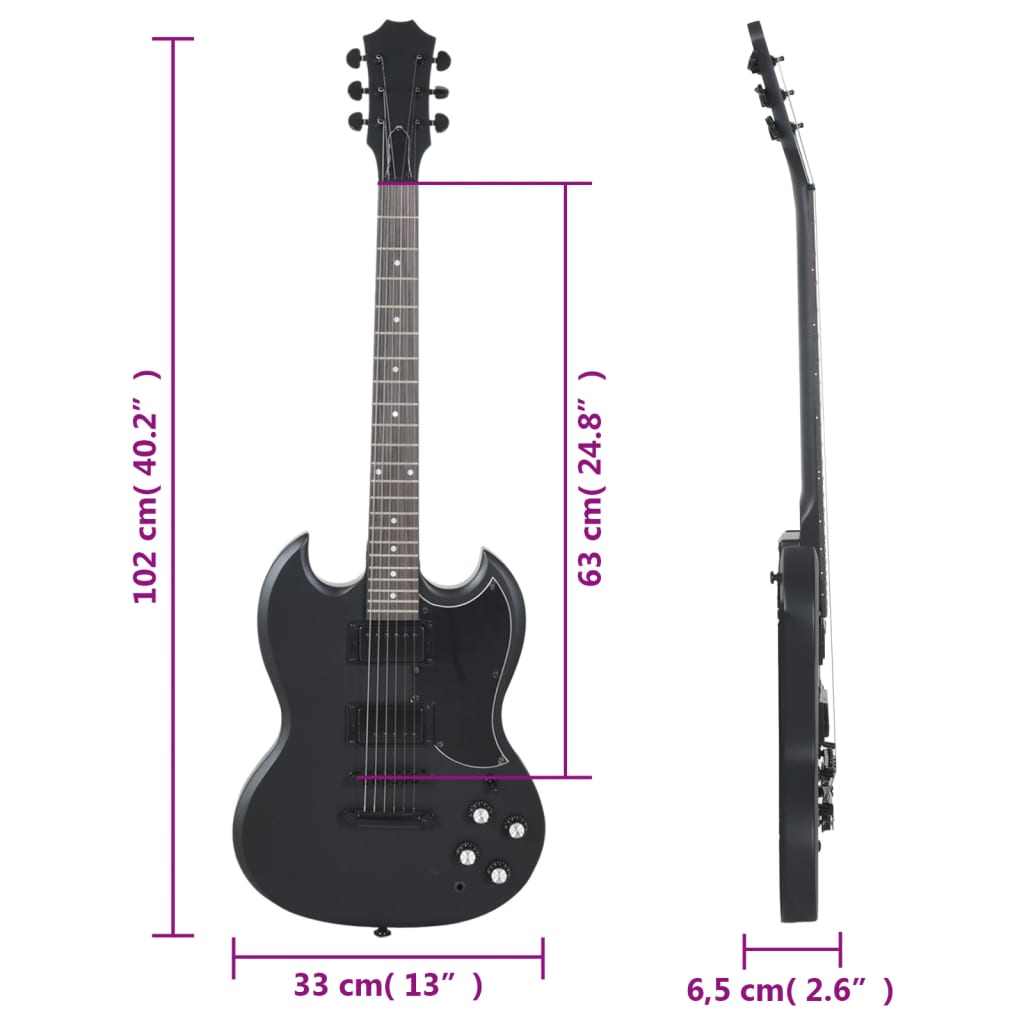 Elektrická Kytara Pro Začátečníky S Obalem Černá 4/4 39"