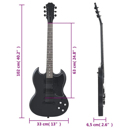 Elektrická Kytara Pro Začátečníky S Obalem Černá 4/4 39"
