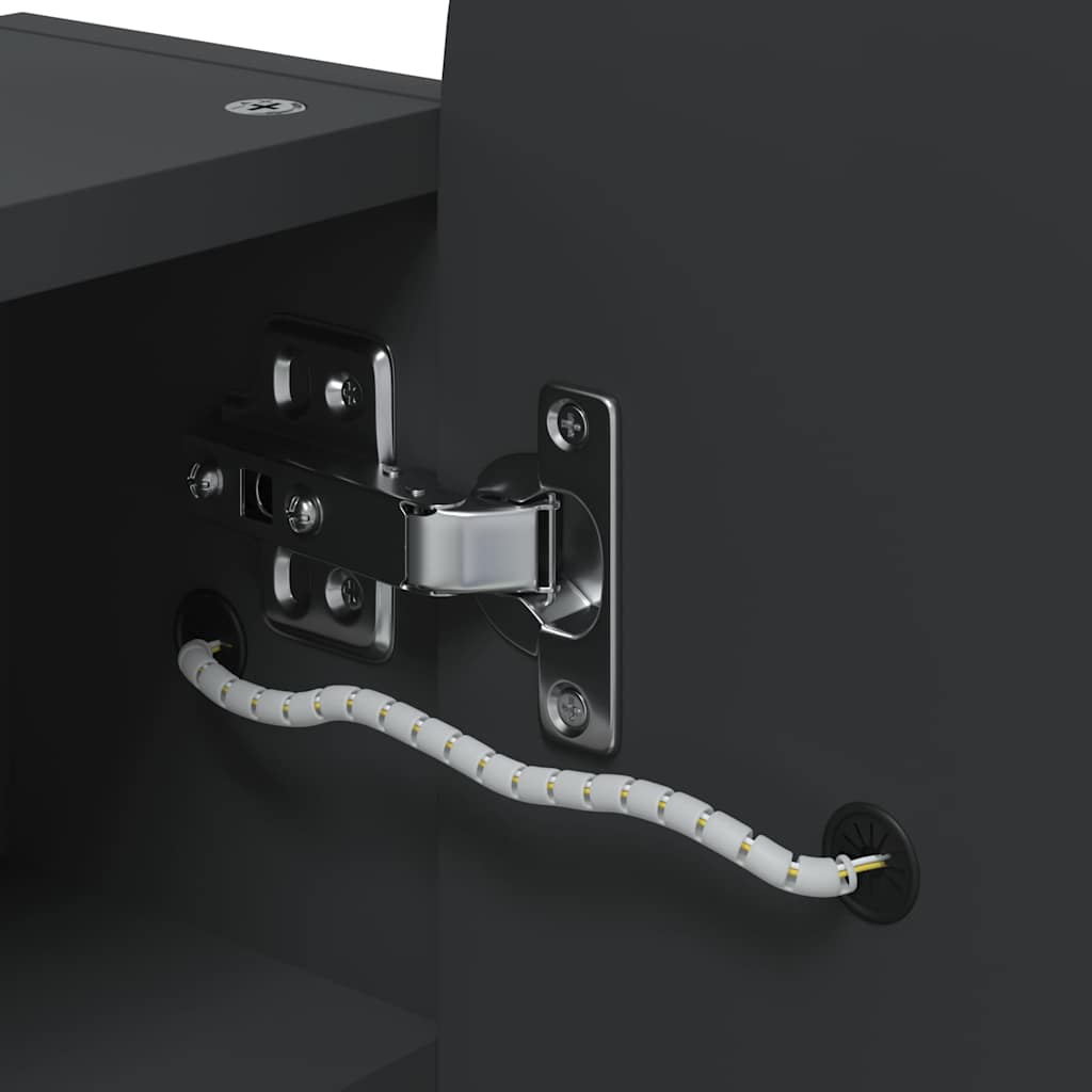 Koupelnová Zrcadlová Skříňka S Led Klenutá Černá 42X13X70 Cm