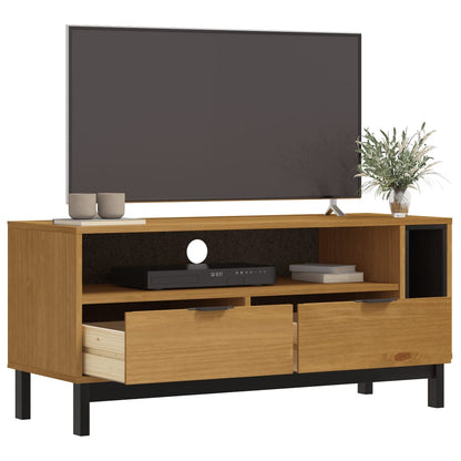 Tv Skříňka Flam 110 X 40 X 50 Cm Masivní Borové Dřevo Světle Hnědá