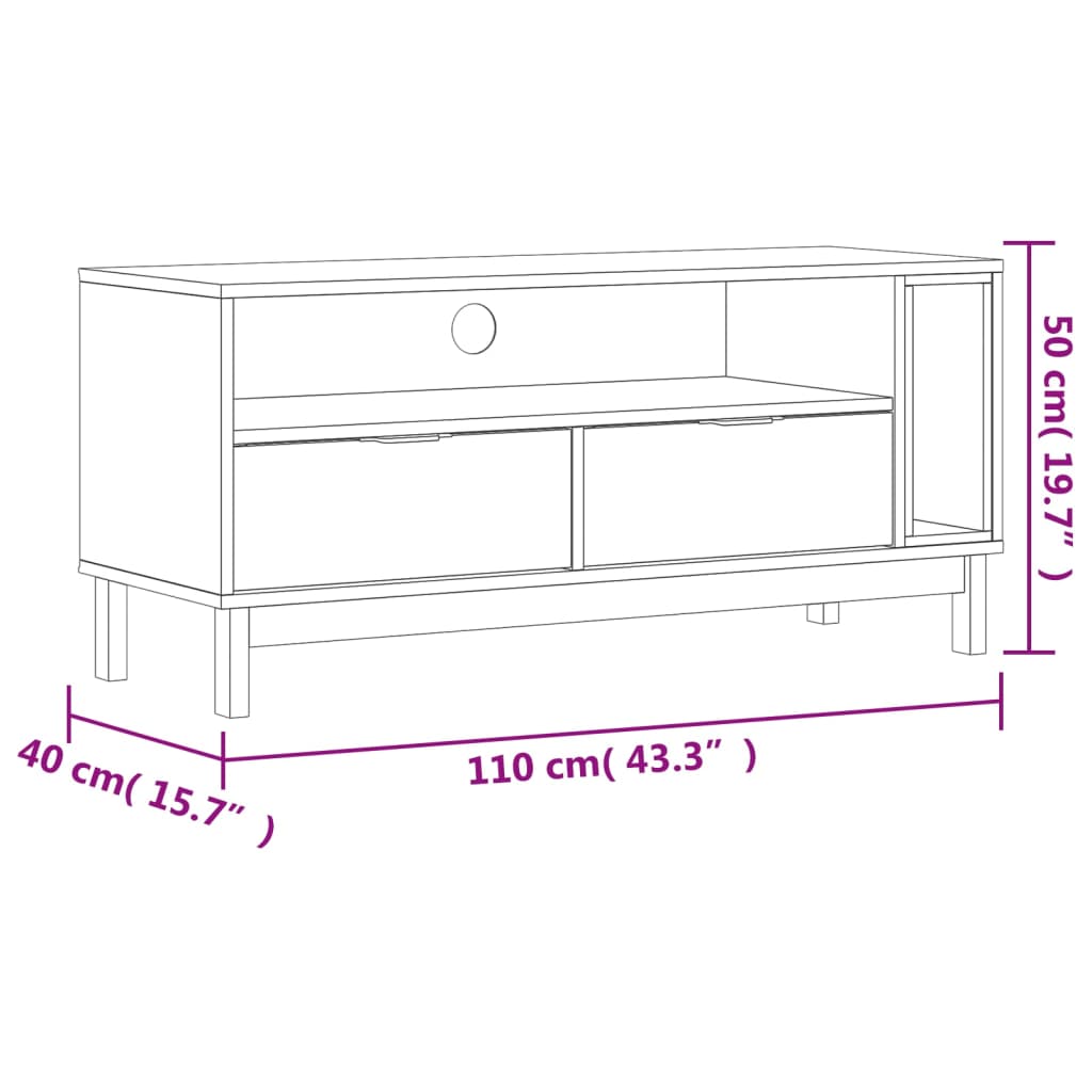 Tv Skříňka Flam 110 X 40 X 50 Cm Masivní Borové Dřevo Světle Hnědá