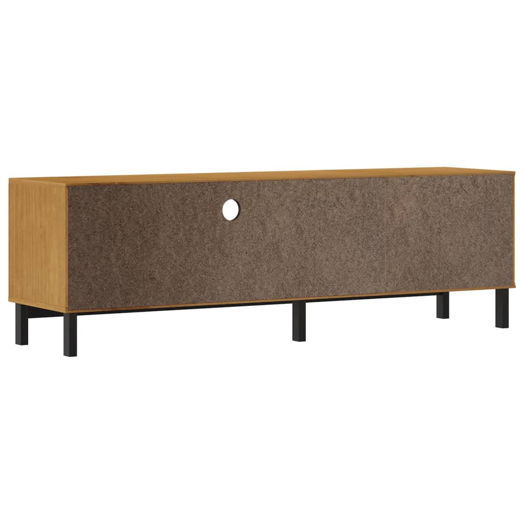 Tv Skříňka S Prosklenými Dvířky Flam 158X40X50 Cm Borové Dřevo Zelená A Bílá