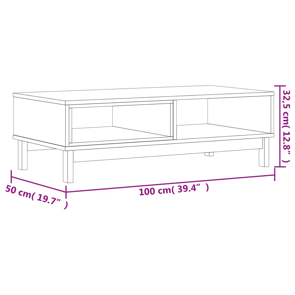 Konferenční Stolek Flam 100 X 50 X 32,5 Cm Masivní Borové Dřevo