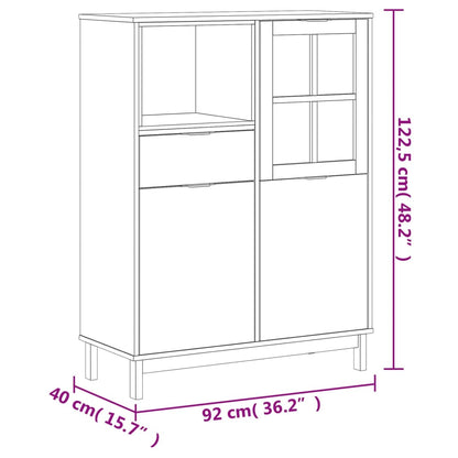 Příborník S Prosklenými Dvířky Flam 92X40X122,5 Cm Borové Dřevo