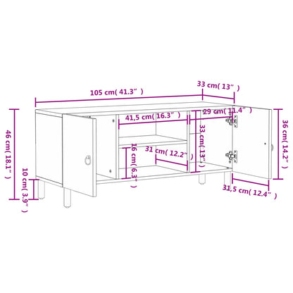 Tv Skříňka 105X33X46 Cm Masivní Mangovníkové Dřevo