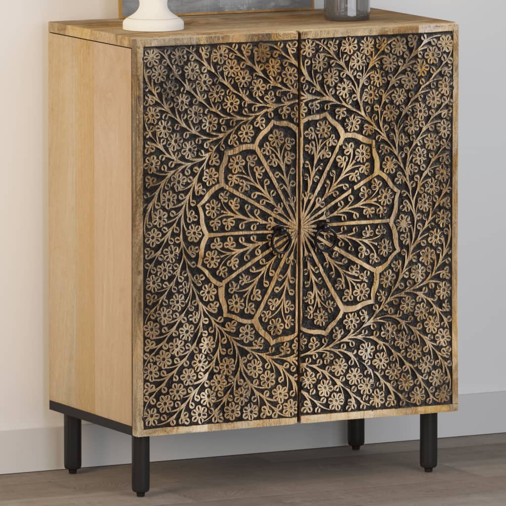 Odkládací Skříňka 60 X 33 X 75 Cm Masivní Mangovníkové Dřevo
