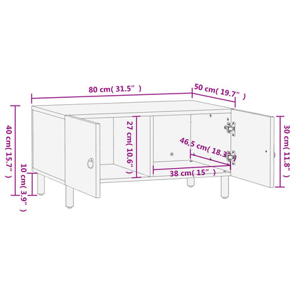 Konferenční Stolek 80 X 50 X 40 Cm Masivní Mangovníkové Dřevo Šedá