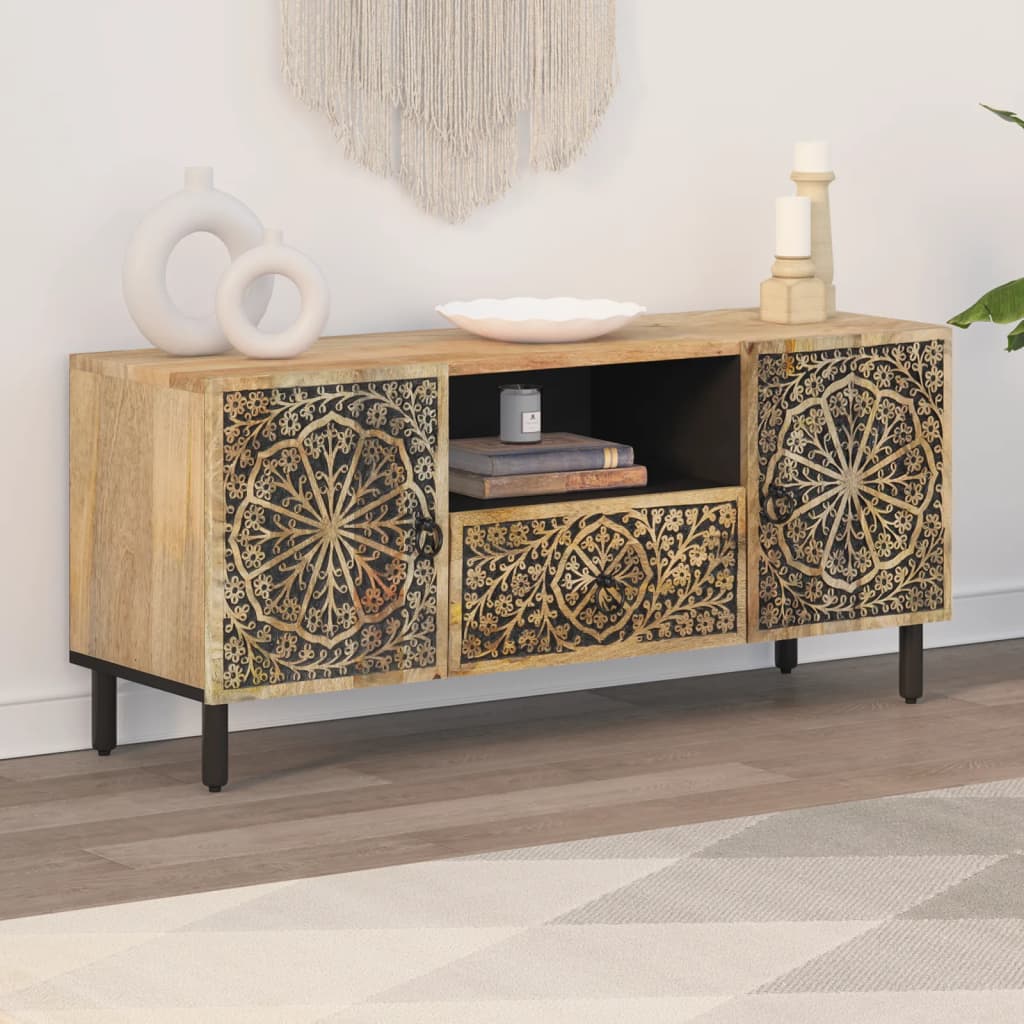Tv Skříňka 105X33X46 Cm Masivní Mangovníkové Dřevo