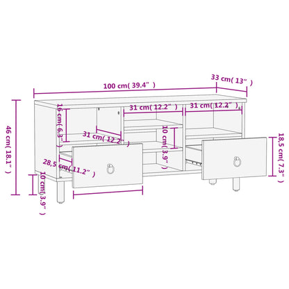 Tv Skříňka 100 X 33 X 46 Cm Masivní Mangovníkové Dřevo