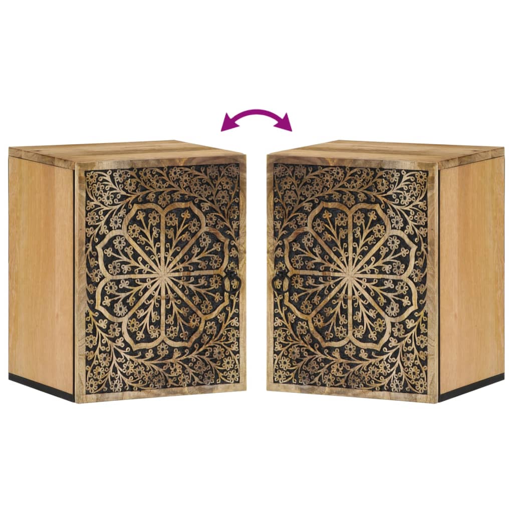 Koupelnová Nástěnná Skříňka 38 X 33 X 48 Cm Masivní Mangovník