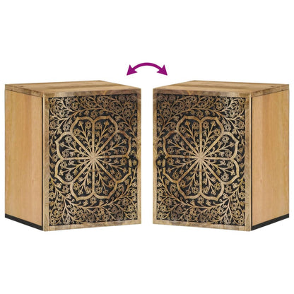 Koupelnová Nástěnná Skříňka 38 X 33 X 48 Cm Masivní Mangovník