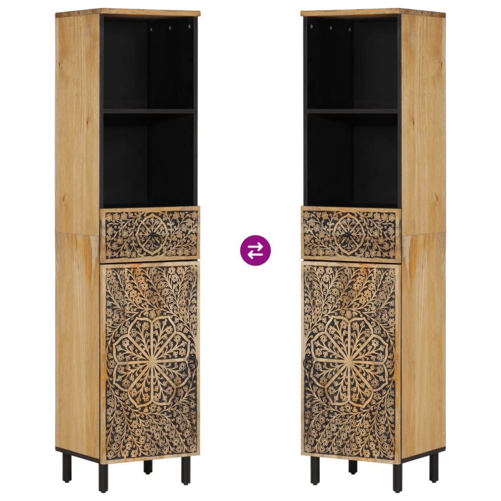 Koupelnová Skříňka 38 X 33 X 160 Cm Masivní Mangovníkové Dřevo