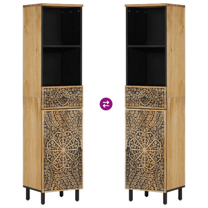 Koupelnová Skříňka 38 X 33 X 160 Cm Masivní Mangovníkové Dřevo