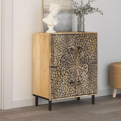 Odkládací Skříňka 60 X 33 X 75 Cm Masivní Mangovníkové Dřevo