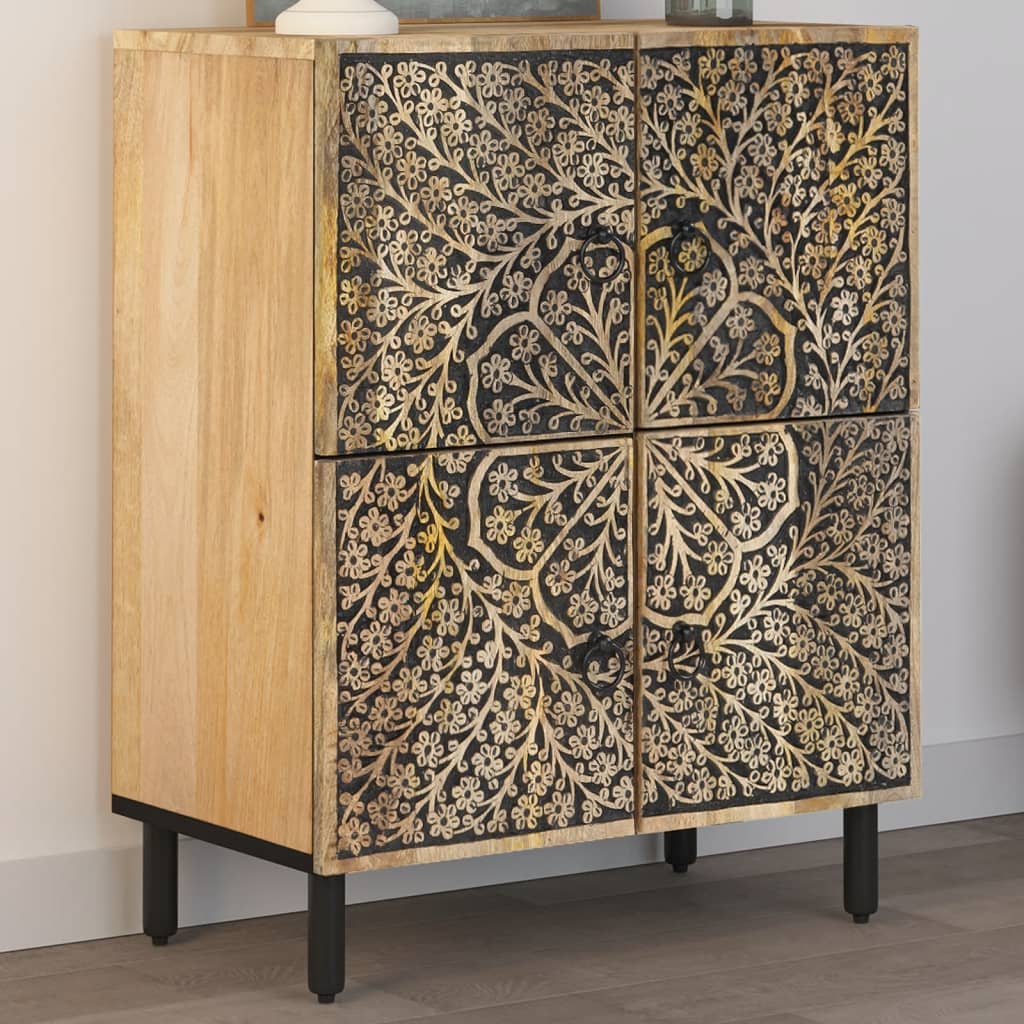 Odkládací Skříňka 60 X 33 X 75 Cm Masivní Mangovníkové Dřevo