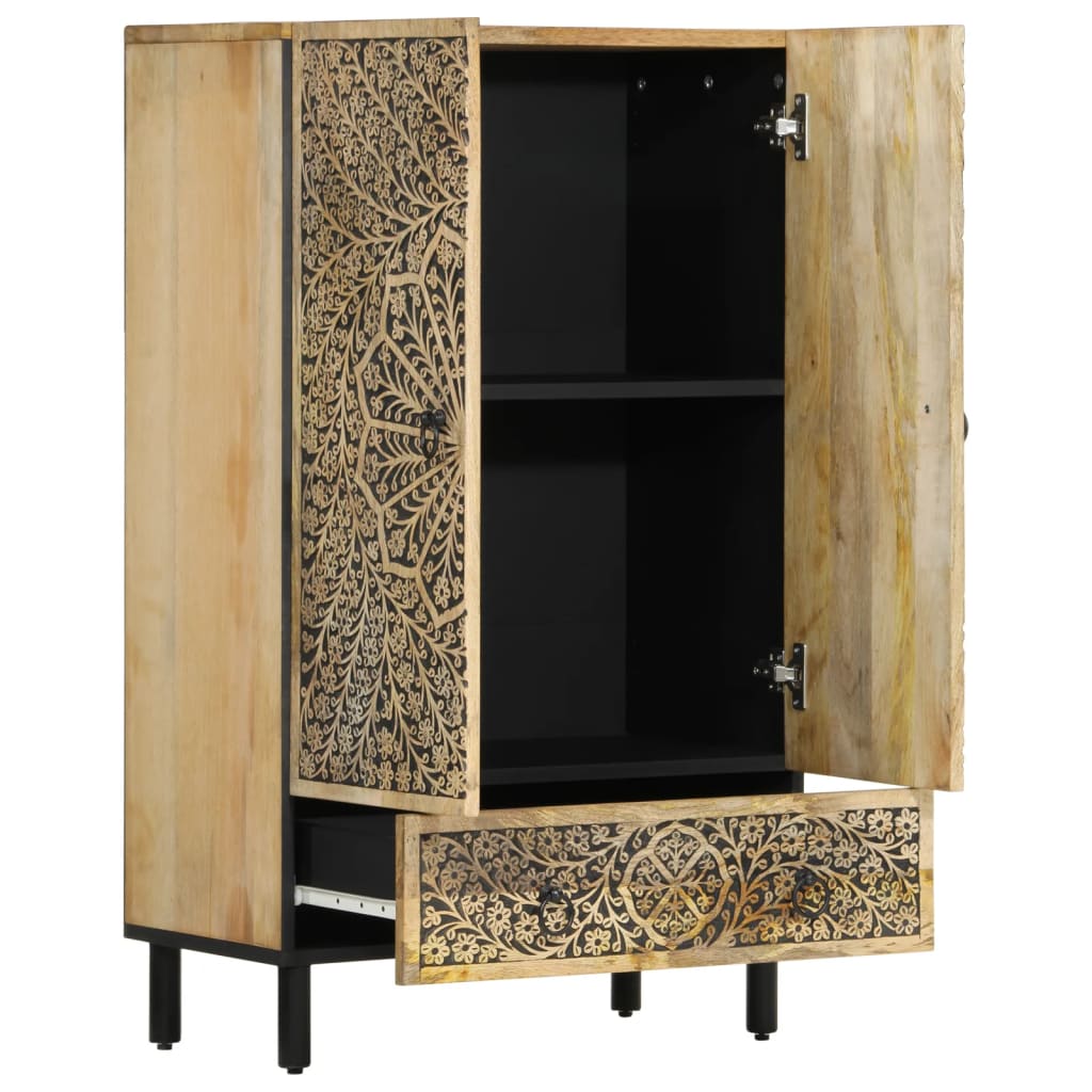 Skříň Highboard 60 X 33 X 100 Cm Masivní Mangovníkové Dřevo
