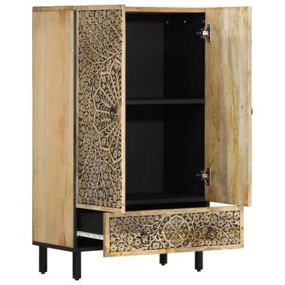 Skříň Highboard 60 X 33 X 100 Cm Masivní Mangovníkové Dřevo