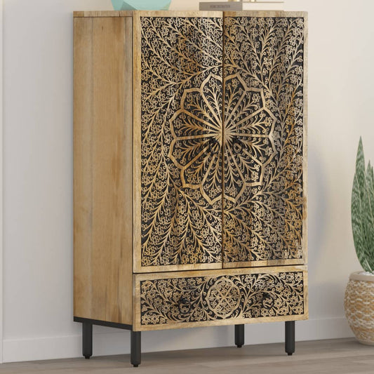 Skříň Highboard 60 X 33 X 100 Cm Masivní Mangovníkové Dřevo