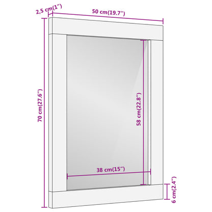 Koupelnové Zrcadlo 50 X 70 X 2,5 Cm Masivní Mangovník A Sklo