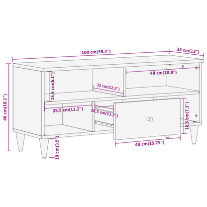 Tv Skříňka 100 X 33 X 46 Cm Masivní Mangovníkové Dřevo