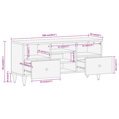 Tv Skříňka 100 X 33 X 46 Cm Masivní Mangovníkové Dřevo