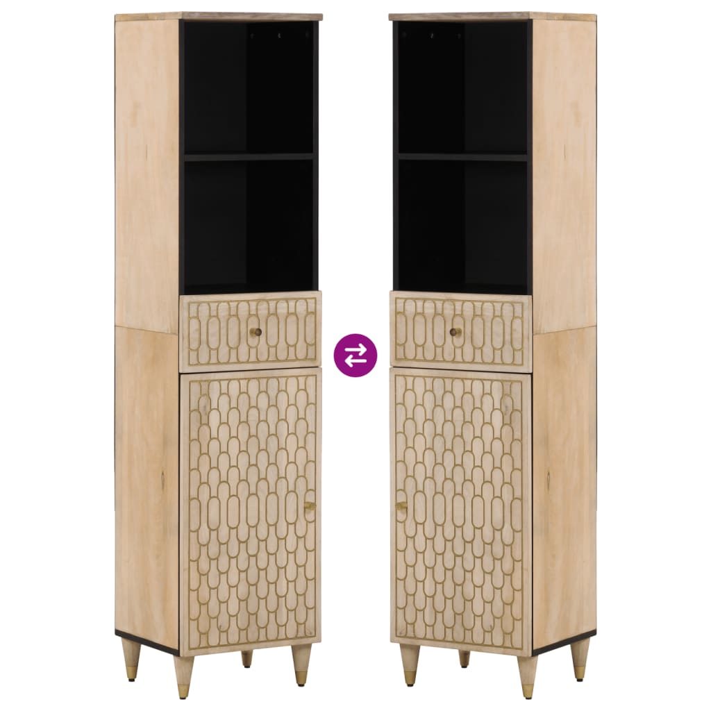 Koupelnová Skříňka 38 X 33 X 160 Cm Masivní Mangovníkové Dřevo