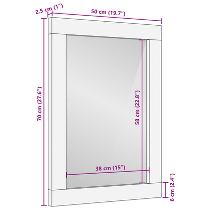 Koupelnové Zrcadlo 50 X 70 X 2,5 Cm Masivní Mangovník A Sklo