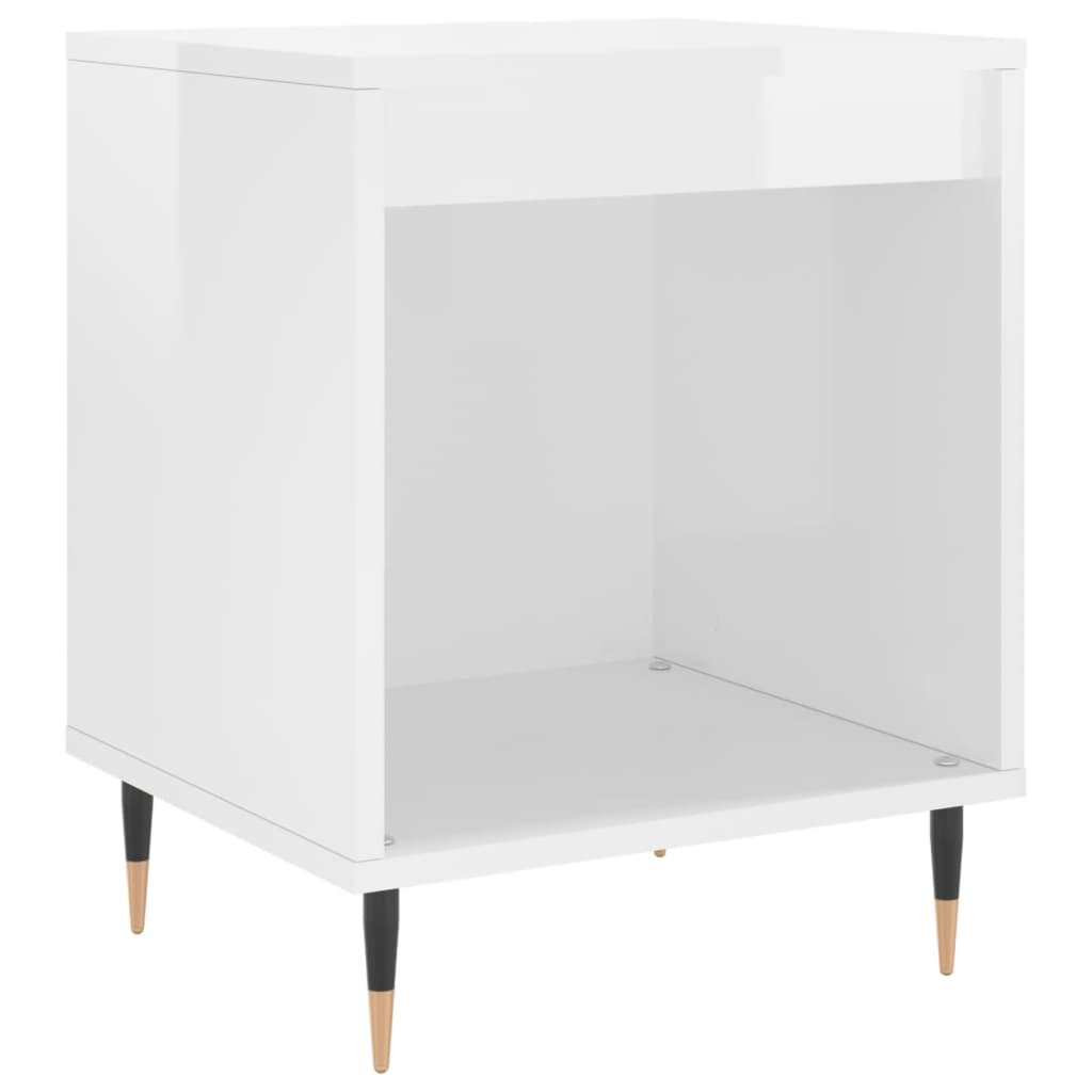 Noční Stolky 2 Ks Lesklé Bílé 40 X 35 X 50 Cm Kompozitní Dřevo