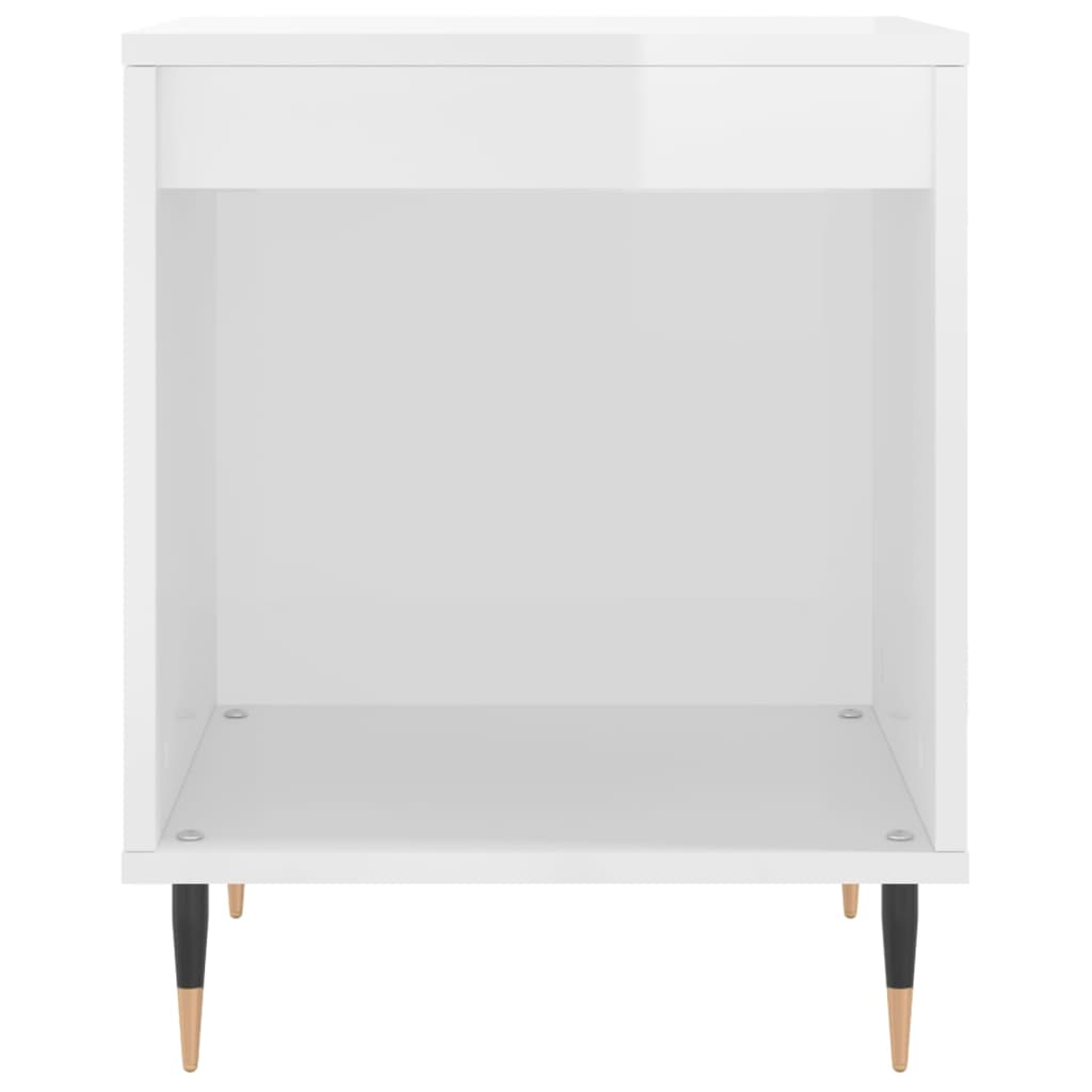 Noční Stolky 2 Ks Lesklé Bílé 40 X 35 X 50 Cm Kompozitní Dřevo