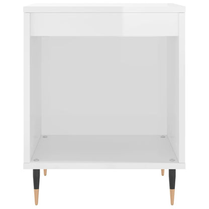 Noční Stolky 2 Ks Lesklé Bílé 40 X 35 X 50 Cm Kompozitní Dřevo