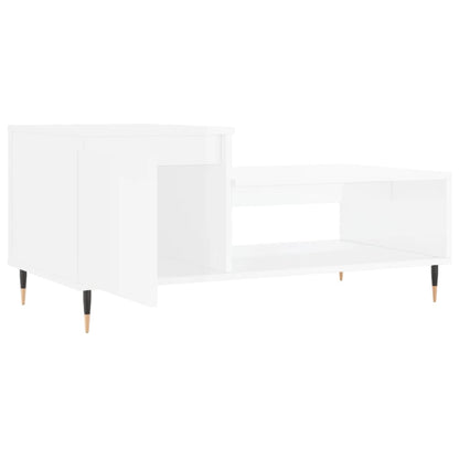 Konferenční Stolek Lesklý Bílý 100X50X45 Cm Kompozitní Dřevo