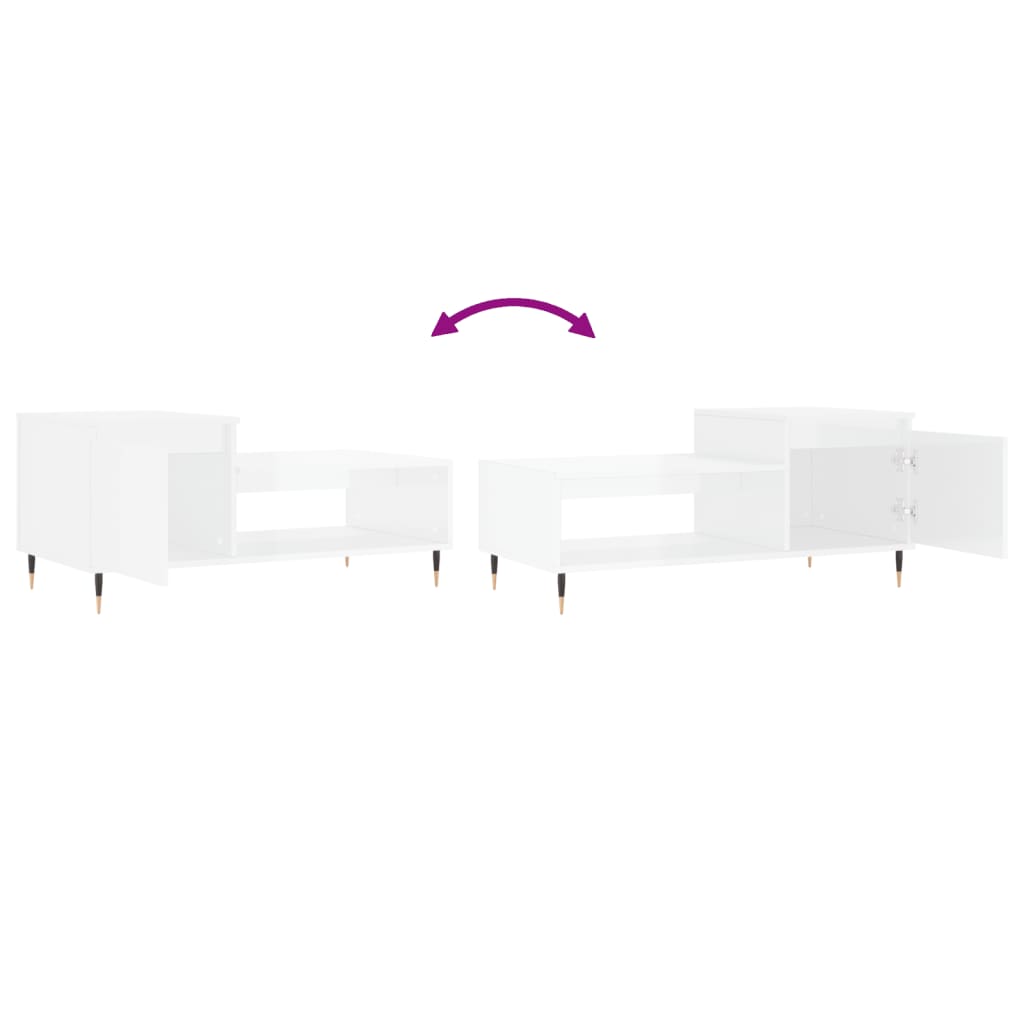 Konferenční Stolek Lesklý Bílý 100X50X45 Cm Kompozitní Dřevo